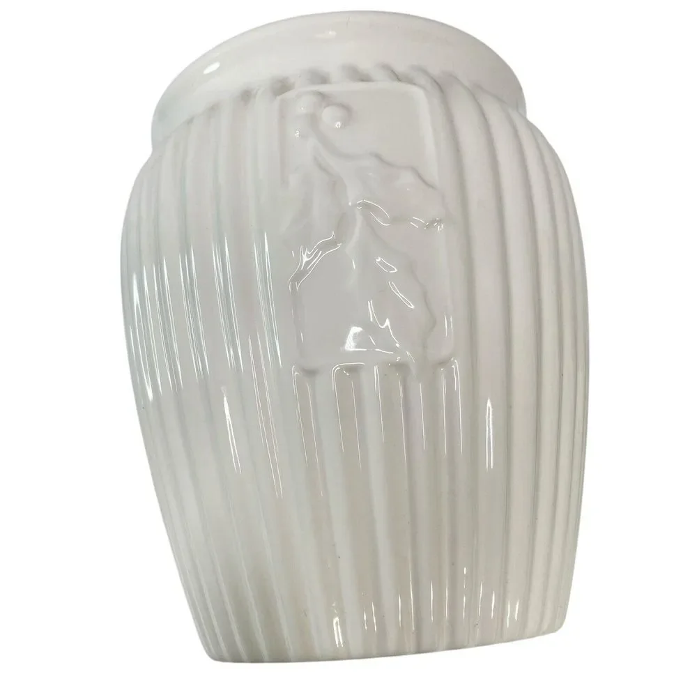 Inspirado Seattle Stonelite Ribbed White Canister‎ Cookie Jar 10.5